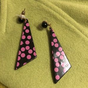Polka dot vintage 80’s triangle earrings